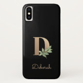 Elegant Botanische monogram Gold Letter D Case-Mate iPhone Case (Achterkant)