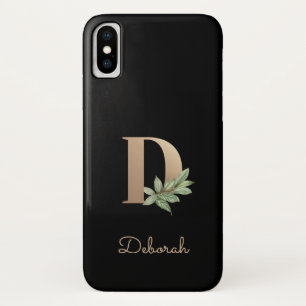 Elegant Botanische monogram Gold Letter D iPhone X Hoesje