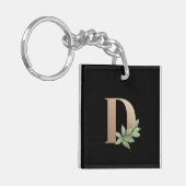 Elegant Botanische monogram Gold Letter D Sleutelhanger (Voorkant Links)