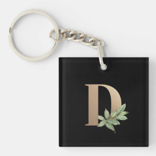 Elegant Botanische monogram Gold Letter D Sleutelhanger