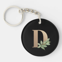 Elegant Botanische monogram Gold Letter D Sleutelhanger