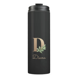 Elegant Botanische monogram Gold Letter D Thermosbeker
