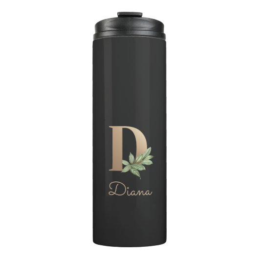 Elegant Botanische monogram Gold Letter D Thermosbeker (Voorkant)