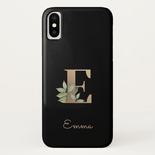Elegant Botanische monogram Gold Letter E Case-Mate iPhone Case (Achterkant)