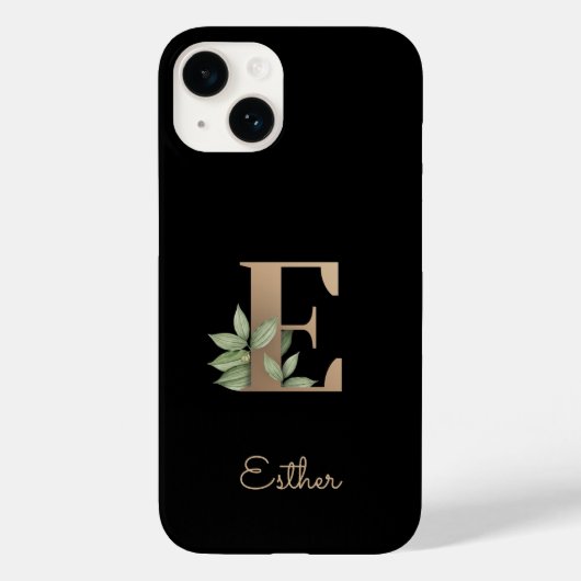 Elegant Botanische monogram Gold Letter E Case-Mate iPhone Case (Achterkant)