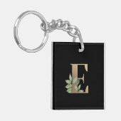 Elegant Botanische monogram Gold Letter E Sleutelhanger (Voorkant Links)