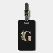 Elegant Botanische monogram Gold Letter G Bagagelabel (Voorkant verticaal)