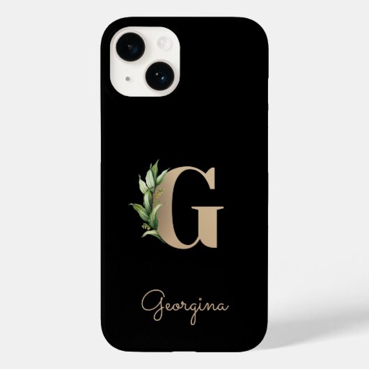 Elegant Botanische monogram Gold Letter G Case-Mate iPhone Case (Achterkant)
