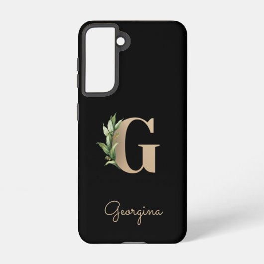 Elegant Botanische monogram Gold Letter G Samsung Galaxy Hoesje (Achterkant)