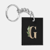 Elegant Botanische monogram Gold Letter G Sleutelhanger (Voorkant Links)