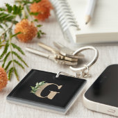 Elegant Botanische monogram Gold Letter G Sleutelhanger (Voorkant Rechts)