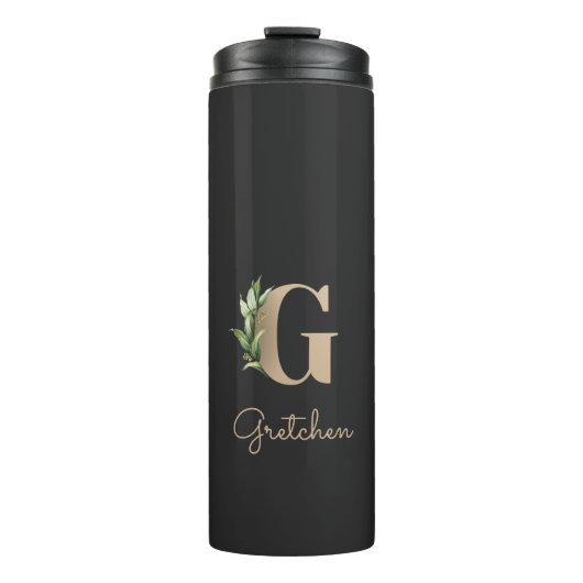 Elegant Botanische monogram Gold Letter G Thermosbeker (Voorkant)