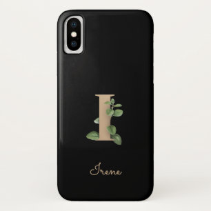 Elegant Botanische Monogram Gold Letter I iPhone X Hoesje