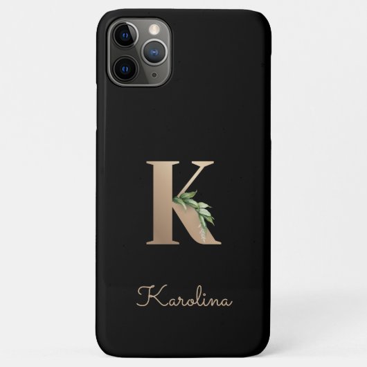 Elegant Botanische monogram Gold Letter K Case-Mate iPhone Case (Achterkant)