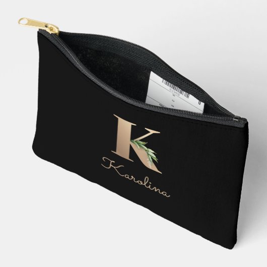 Elegant Botanische monogram Gold Letter K Etui (Open)
