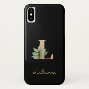 Elegant Botanische monogram Gold Letter L iPhone X Hoesje