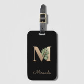 Elegant Botanische monogram Gold Letter M Bagagelabel (Voorkant (verticaal))