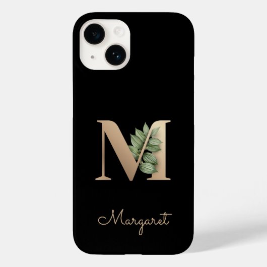 Elegant Botanische monogram Gold Letter M Case-Mate iPhone Case (Achterkant)