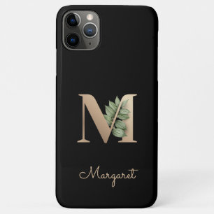 Elegant Botanische monogram Gold Letter M iPhone 11 Pro Max Hoesje
