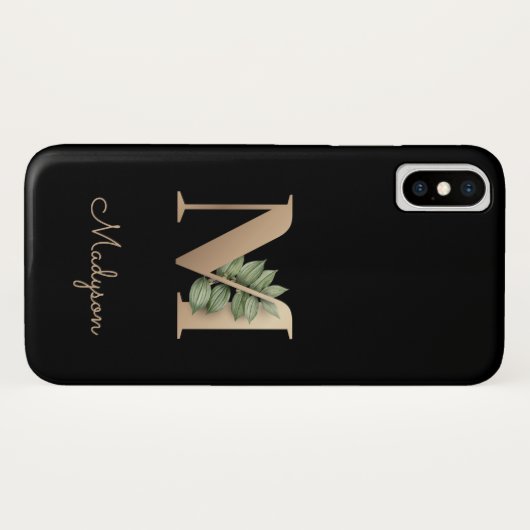 Elegant Botanische monogram Gold Letter M Case-Mate iPhone Case (Achterkant (horizontaal))