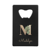 Elegant Botanische monogram Gold Letter M Kredietkaart Flessenopener (Voorkant)