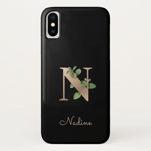 Elegant Botanische monogram Gold Letter N Case-Mate iPhone Case (Achterkant)
