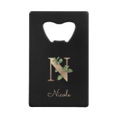 Elegant Botanische monogram Gold Letter N Kredietkaart Flessenopener (Voorkant)