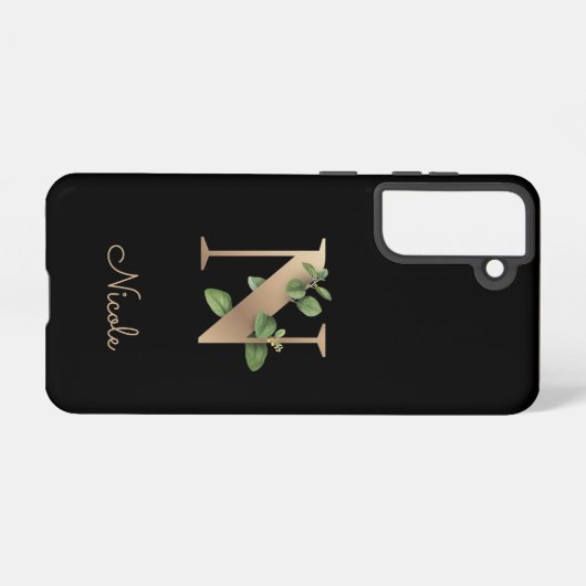 Elegant Botanische monogram Gold Letter N Samsung Galaxy Hoesje (Achterkant horizontaal)