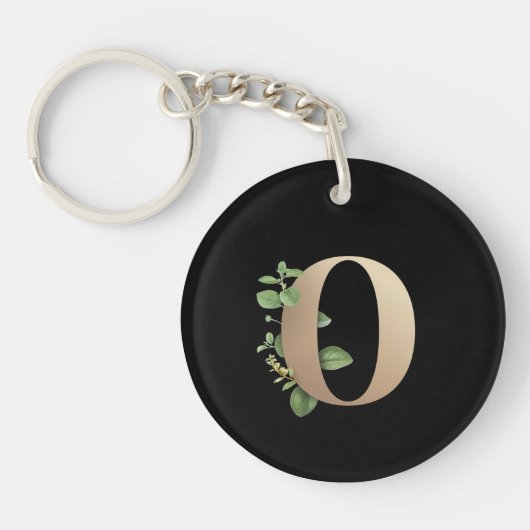 Elegant Botanische monogram Gold Letter O Sleutelhanger (Voorkant)