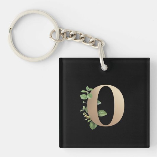 Elegant Botanische monogram Gold Letter O Sleutelhanger (Voorkant)