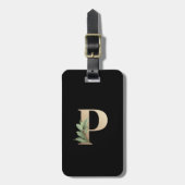 Elegant Botanische monogram Gold Letter P Bagagelabel (Voorkant verticaal)