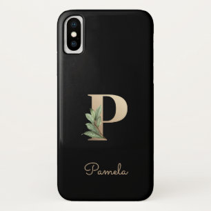 Elegant Botanische monogram Gold Letter P iPhone X Hoesje