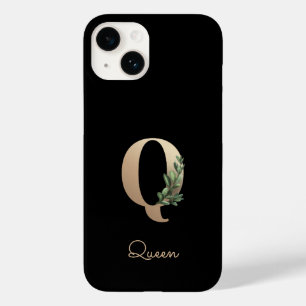 Elegant Botanische monogram Gold Letter Q Case-Mate iPhone 14 Hoesje