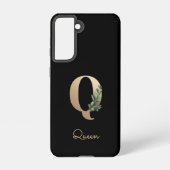 Elegant Botanische monogram Gold Letter Q Samsung Galaxy Hoesje (Achterkant)