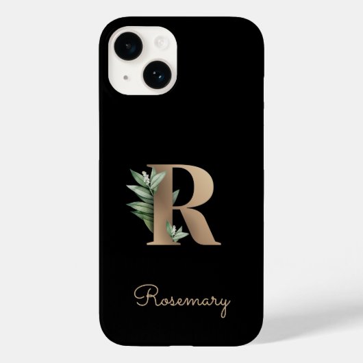 Elegant Botanische monogram Gold Letter R Case-Mate iPhone Case (Achterkant)