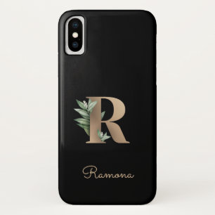 Elegant Botanische monogram Gold Letter R iPhone X Hoesje