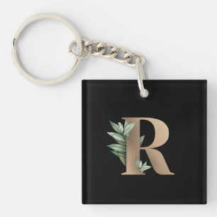 Elegant Botanische monogram Gold Letter R Sleutelhanger
