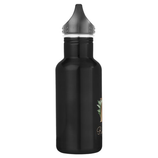 Elegant Botanische monogram Gold Letter R Waterfles (Links)