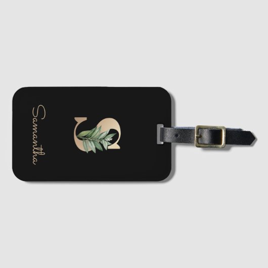 Elegant Botanische monogram Gold Letter S Bagagelabel (Voorkant (horizontaal))