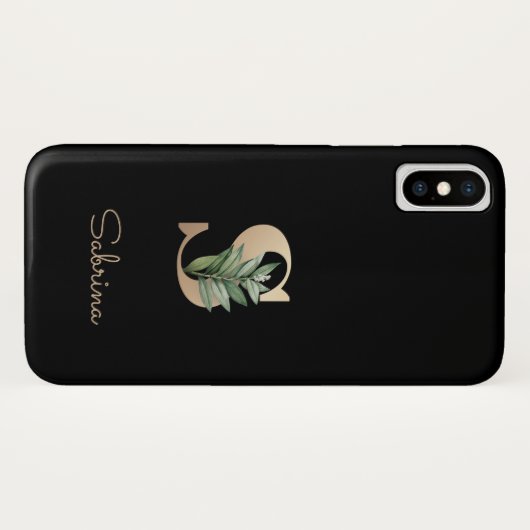 Elegant Botanische monogram Gold Letter S Case-Mate iPhone Case (Achterkant (horizontaal))