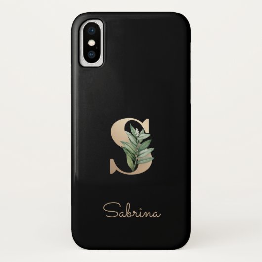 Elegant Botanische monogram Gold Letter S Case-Mate iPhone Case (Achterkant)