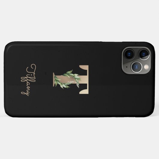 Elegant Botanische monogram Gold Letter T Case-Mate iPhone Case (Achterkant (horizontaal))