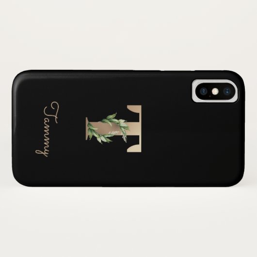 Elegant Botanische monogram Gold Letter T Case-Mate iPhone Case (Achterkant (horizontaal))