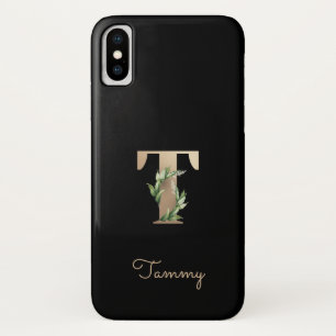 Elegant Botanische monogram Gold Letter T iPhone X Hoesje
