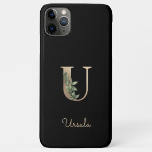 Elegant Botanische monogram Gold Letter U iPhone 11 Pro Max Hoesje