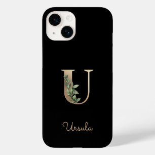 Elegant Botanische monogram Gold Letter U Case-Mate iPhone 14 Hoesje
