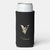 Elegant Botanische monogram Gold Letter V (Seltzer Voorkant)