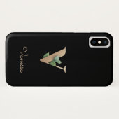 Elegant Botanische monogram Gold Letter V Case-Mate iPhone Case (Achterkant (horizontaal))