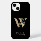 Elegant Botanische monogram Gold Letter W Case-Mate iPhone Case (Achterkant)