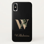 Elegant Botanische monogram Gold Letter W Case-Mate iPhone Case (Achterkant)